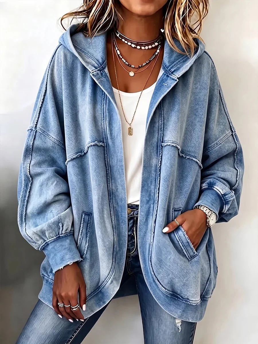 Cozy Vintage-Washed Hooded Sweatshirt Jacket 1