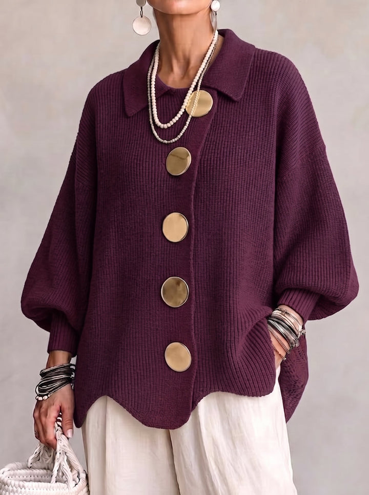 Elegant Oversized Cardigan with Statement Buttons 2