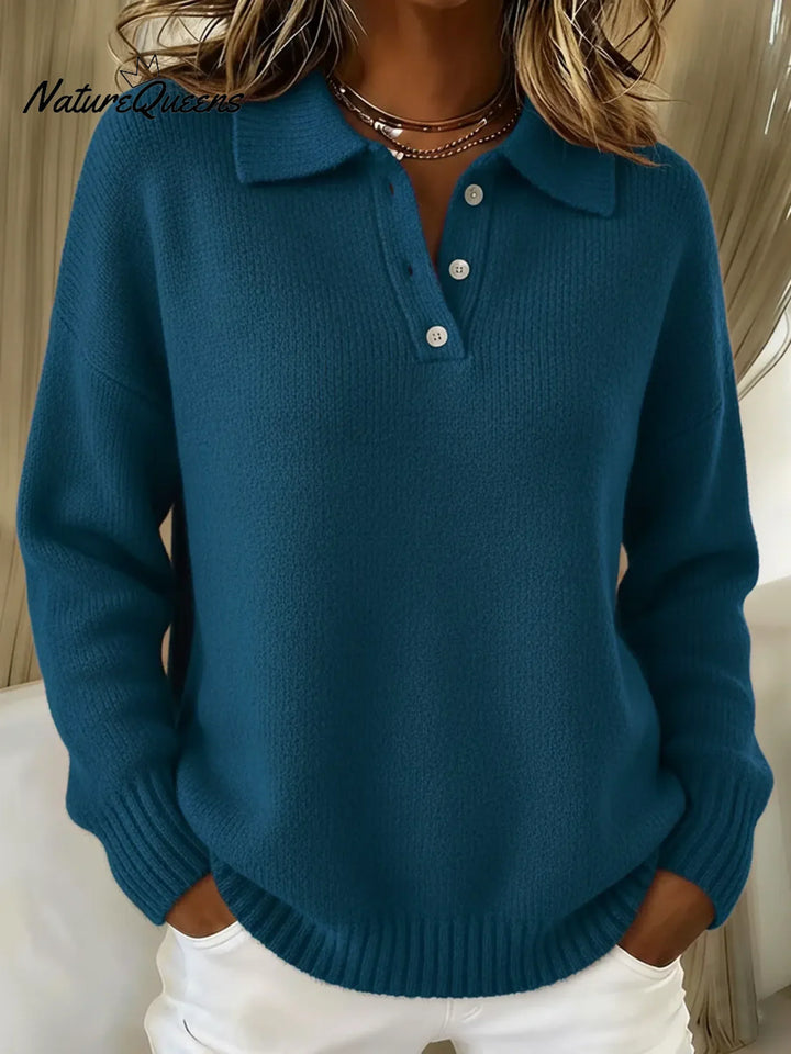 Classic Long Sleeve Polo Collar Sweater for Men and Women, Soft Stretch Knit 2