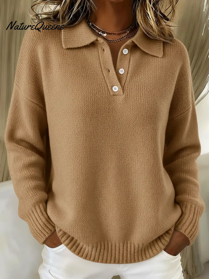 Classic Long Sleeve Polo Collar Sweater for Men and Women, Soft Stretch Knit 4