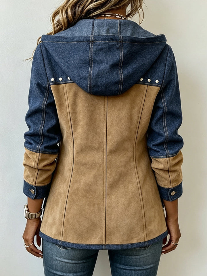 Patchwork-Style Hooded Jacket 2