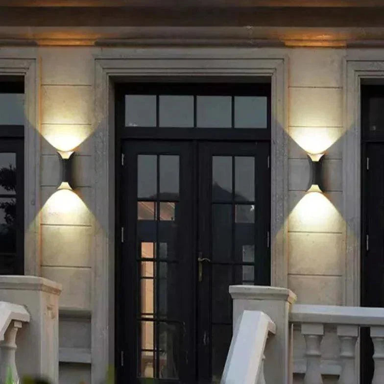 Black LED Outdoor Wall Light with Gold Accents & IP65 Rating 2