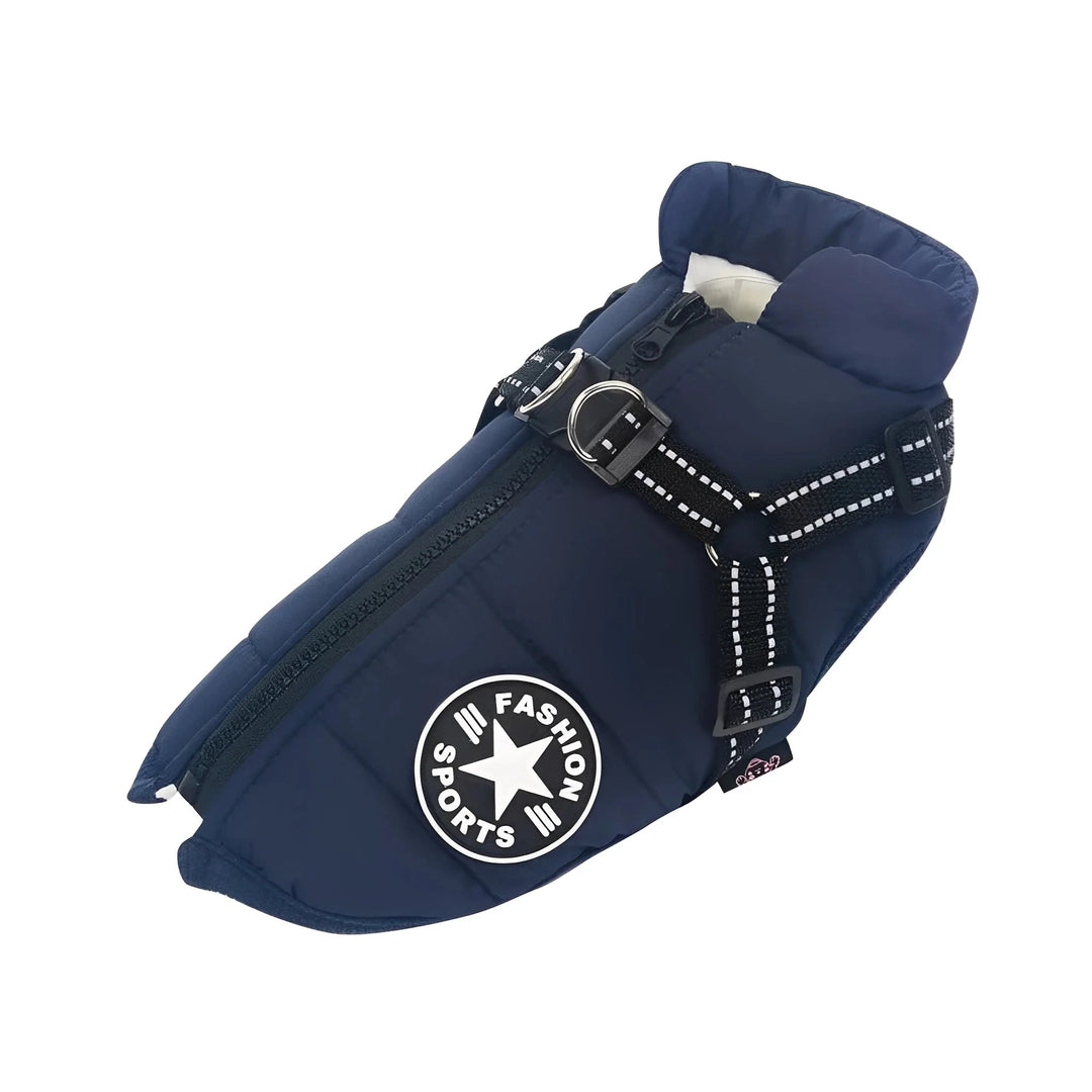 Winter Dog Coat with Built-In Harness, Padded and Lined 18