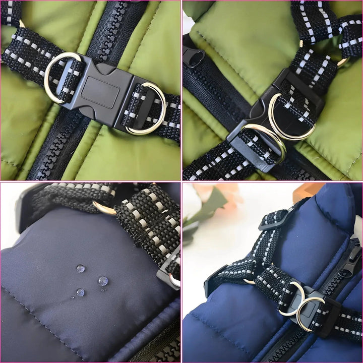 Winter Dog Coat with Built-In Harness, Padded and Lined 8
