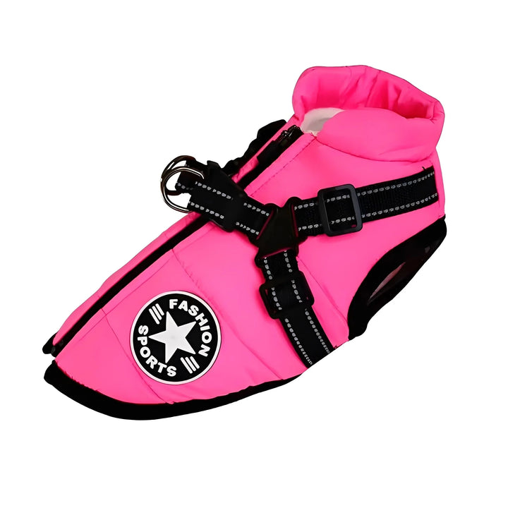Winter Dog Coat with Built-In Harness, Padded and Lined 14