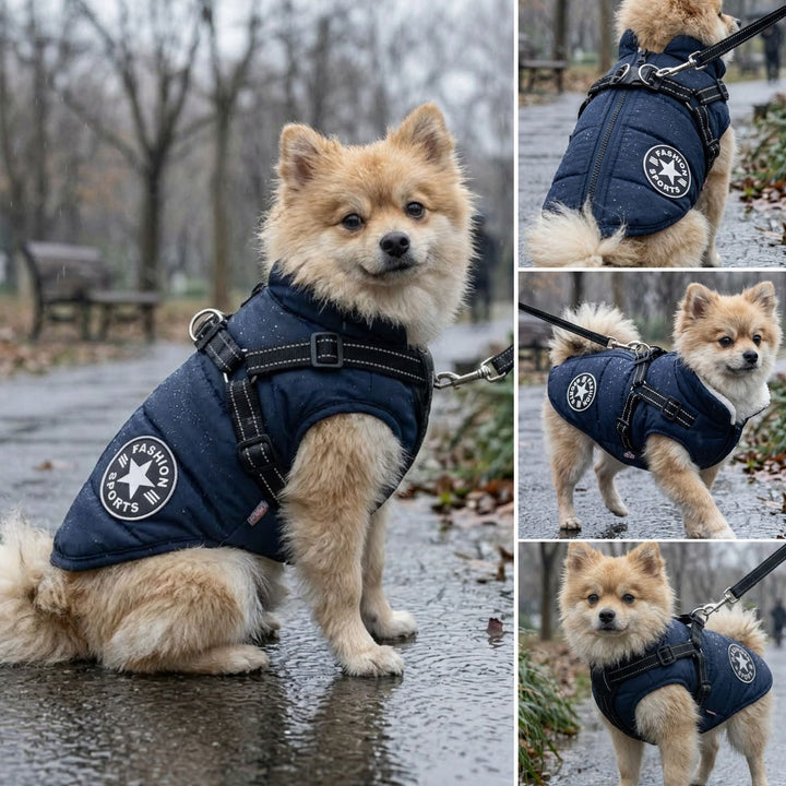 Winter Dog Coat with Built-In Harness, Padded and Lined 6