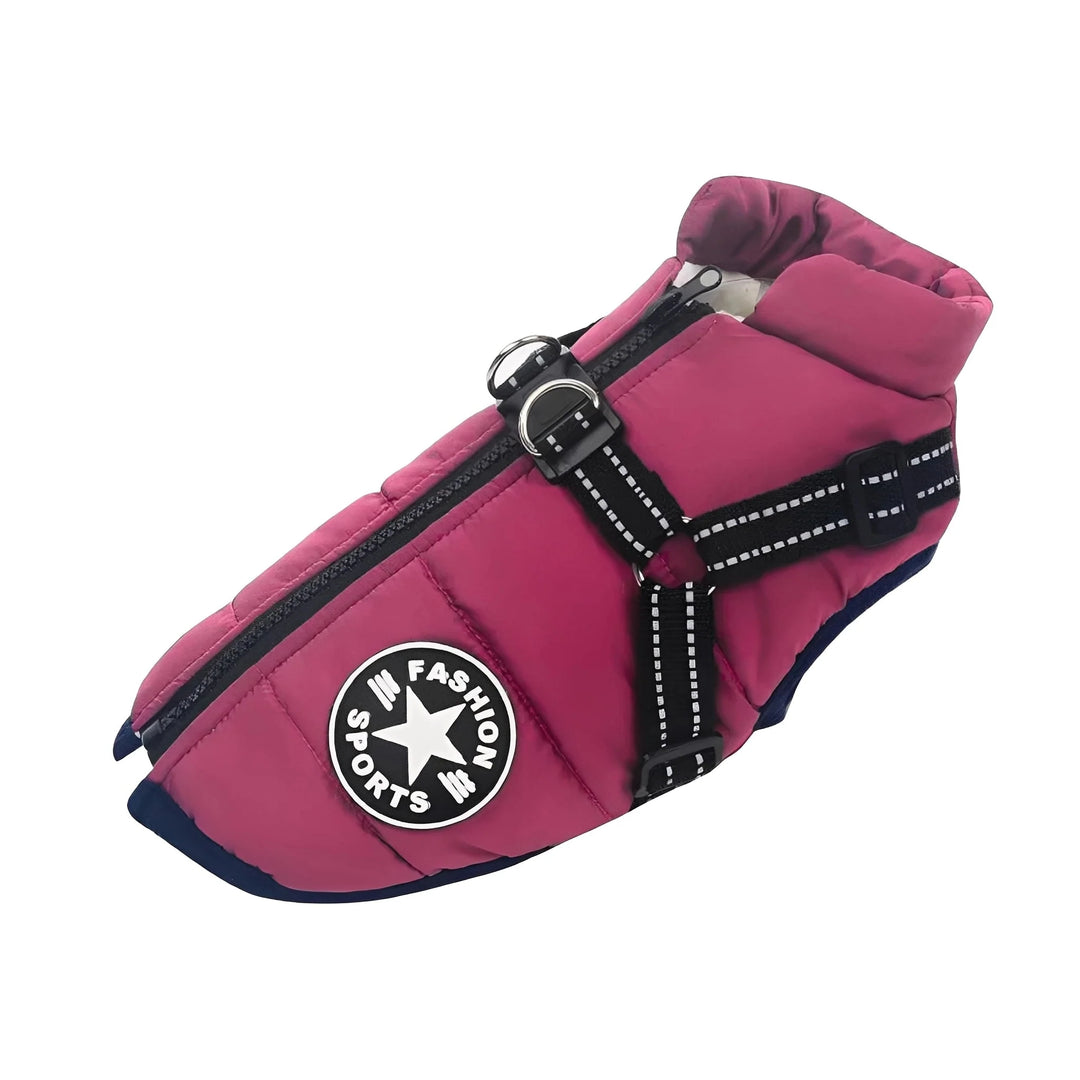 Winter Dog Coat with Built-In Harness, Padded and Lined 17