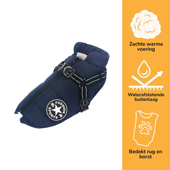 Winter Dog Coat with Built-In Harness, Padded and Lined 4
