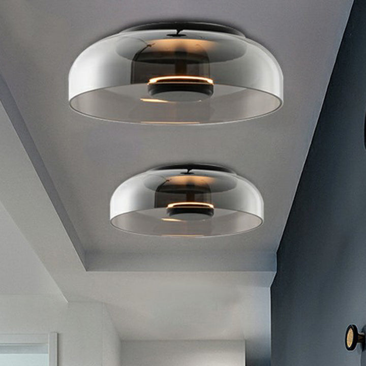 Modern LED Ceiling Light with Smoked Glass Shade 1