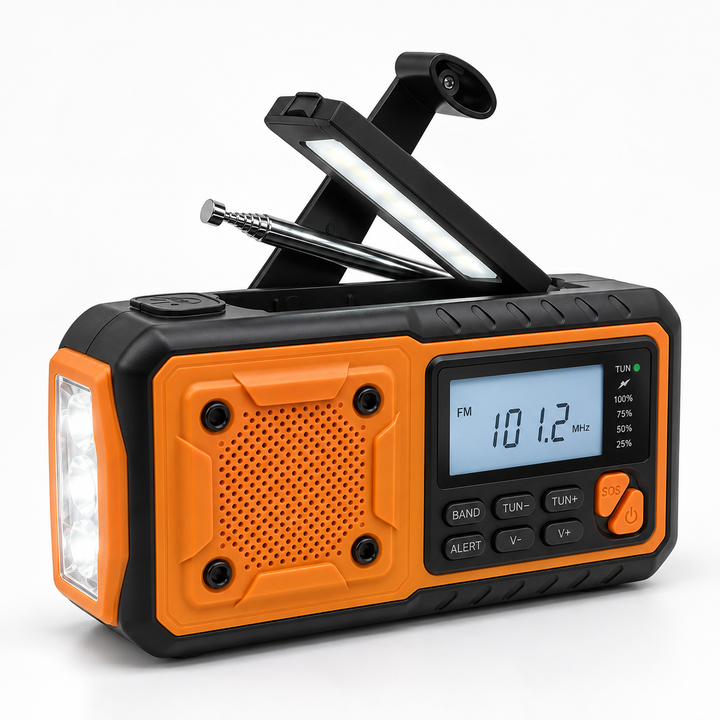 Portable Emergency Crank Radio with Solar Panel, Flashlight and Bluetooth 1