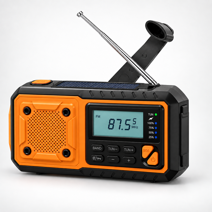 Portable Emergency Crank Radio with Solar Panel, Flashlight and Bluetooth 10