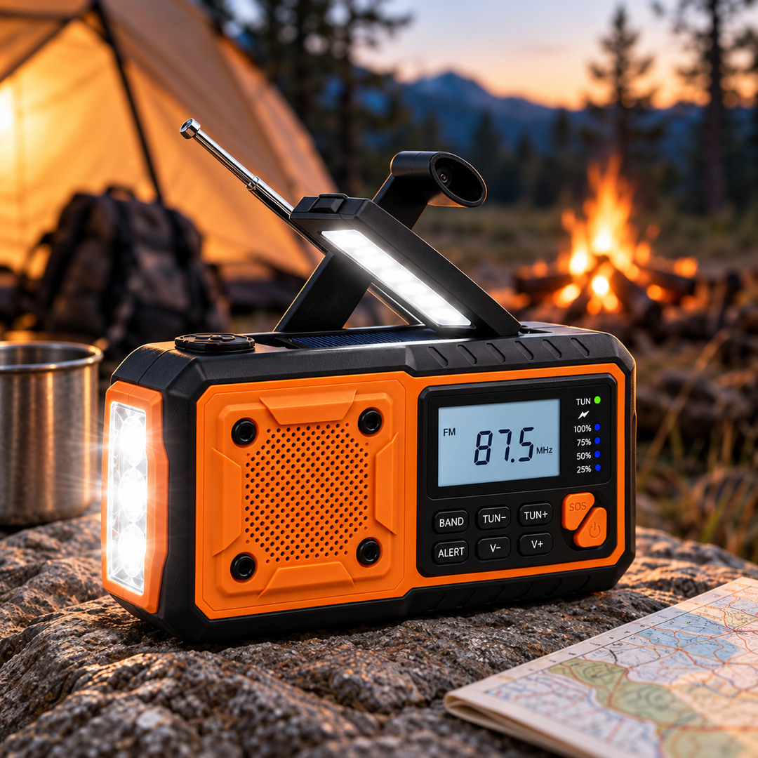 Portable Emergency Crank Radio with Solar Panel, Flashlight and Bluetooth 2
