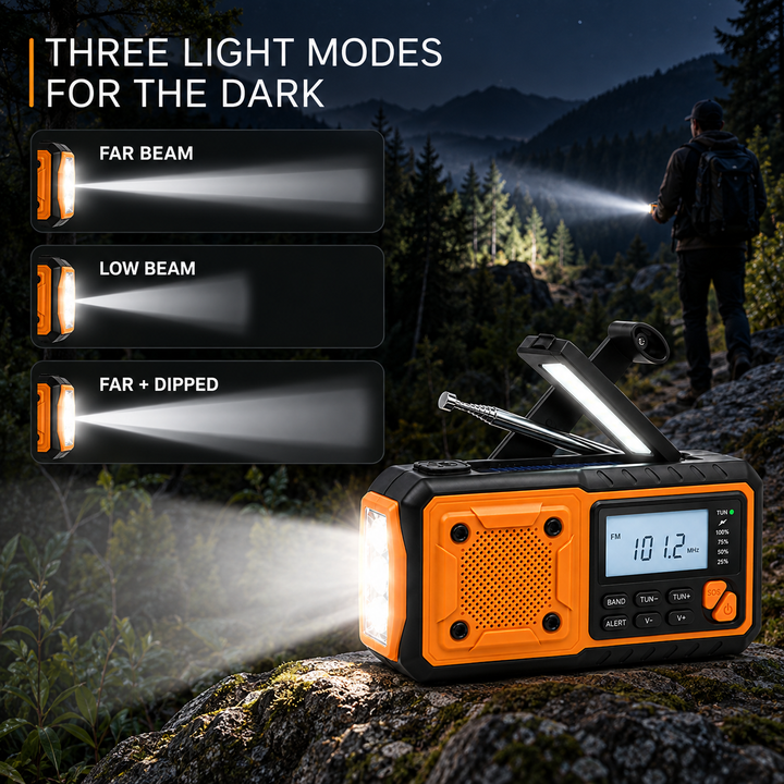 Portable Emergency Crank Radio with Solar Panel, Flashlight and Bluetooth 6