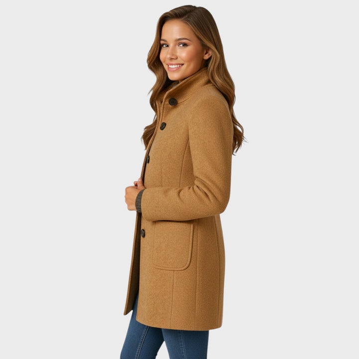 Women's Wool Blend Coat with Structured Collar and Button Front, Tailored Fit 1