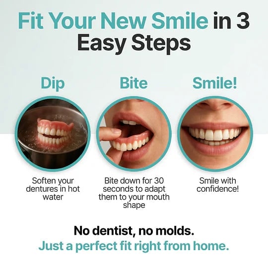 Removable Full Arch Denture Set with Flexible Cushion Grip for Everyday Wear 12