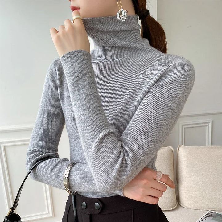 Women's Cashmere Turtleneck Sweater, Fine Knit Slim Fit 7