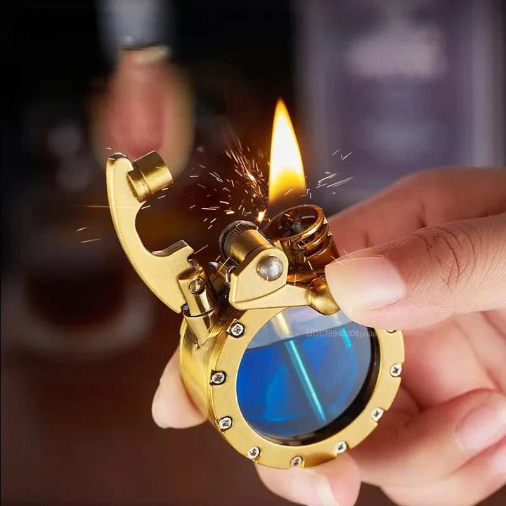Vintage-Style Rocker Lighter, Windproof Transparent Tank 5