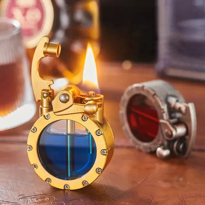 Vintage-Style Rocker Lighter, Windproof Transparent Tank 6
