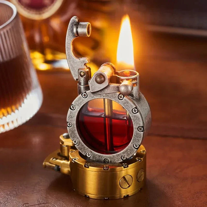 Vintage-Style Rocker Lighter, Windproof Transparent Tank 1