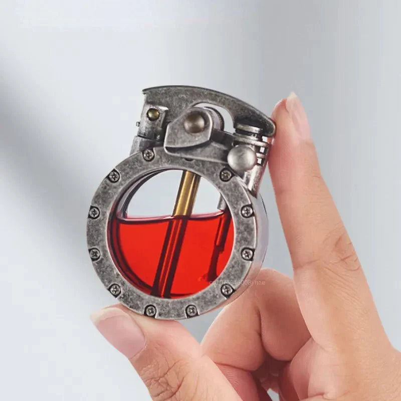 Vintage-Style Rocker Lighter, Windproof Transparent Tank 2
