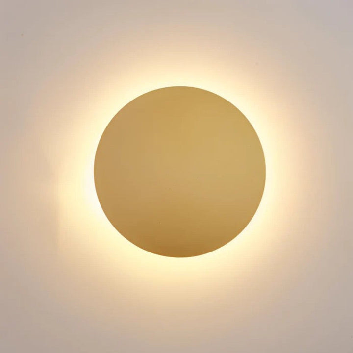Round LED Wall Light, Backlit Aluminum Disc with Warm White Halo Glow 1