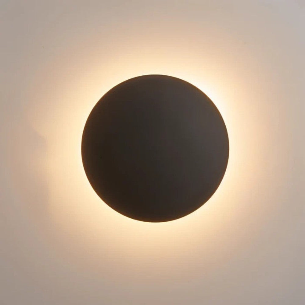 Round LED Wall Light, Backlit Aluminum Disc with Warm White Halo Glow 2