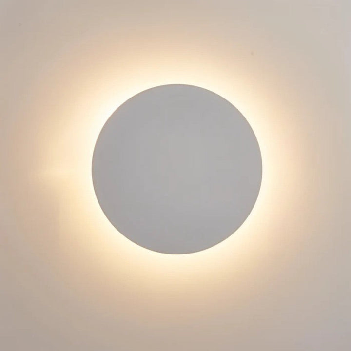 Round LED Wall Light, Backlit Aluminum Disc with Warm White Halo Glow 3