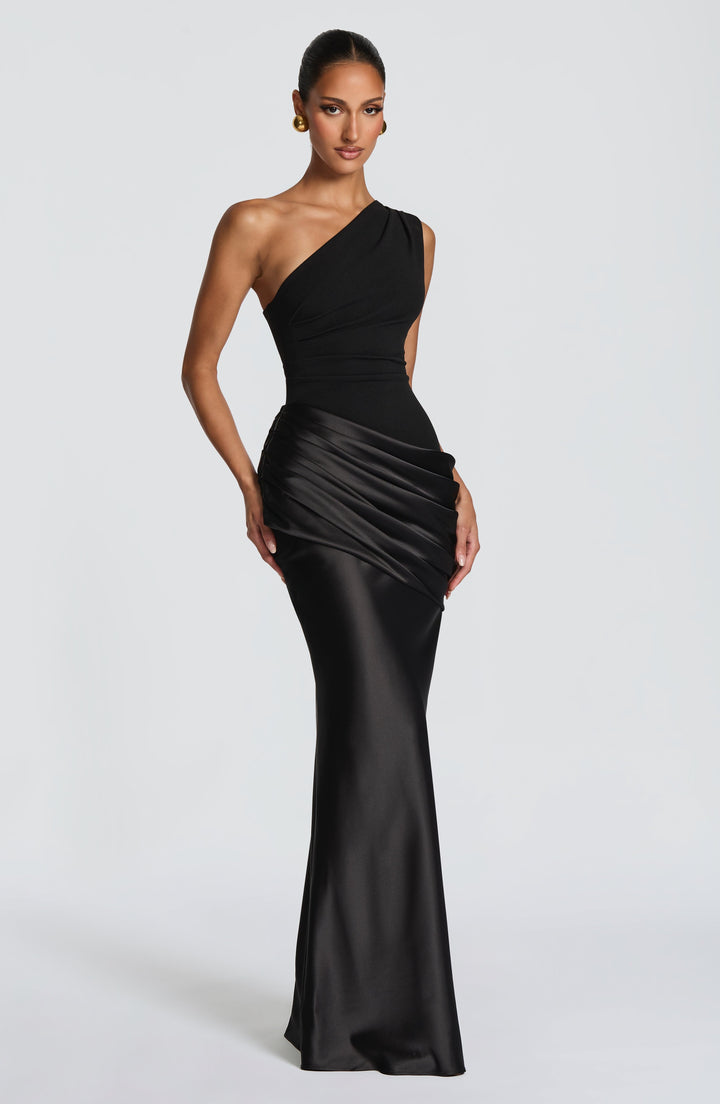 Abbey One-Shoulder Satin Maxi Dress 41