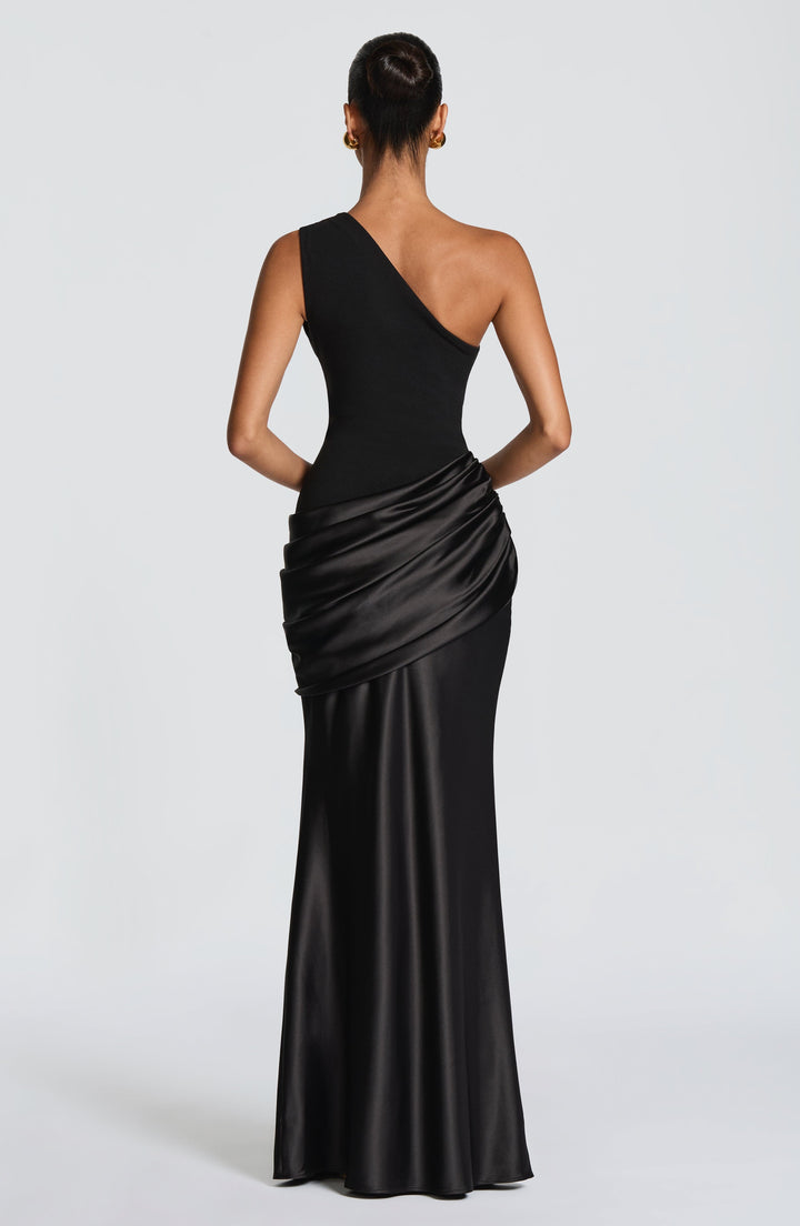Abbey One-Shoulder Satin Maxi Dress 40