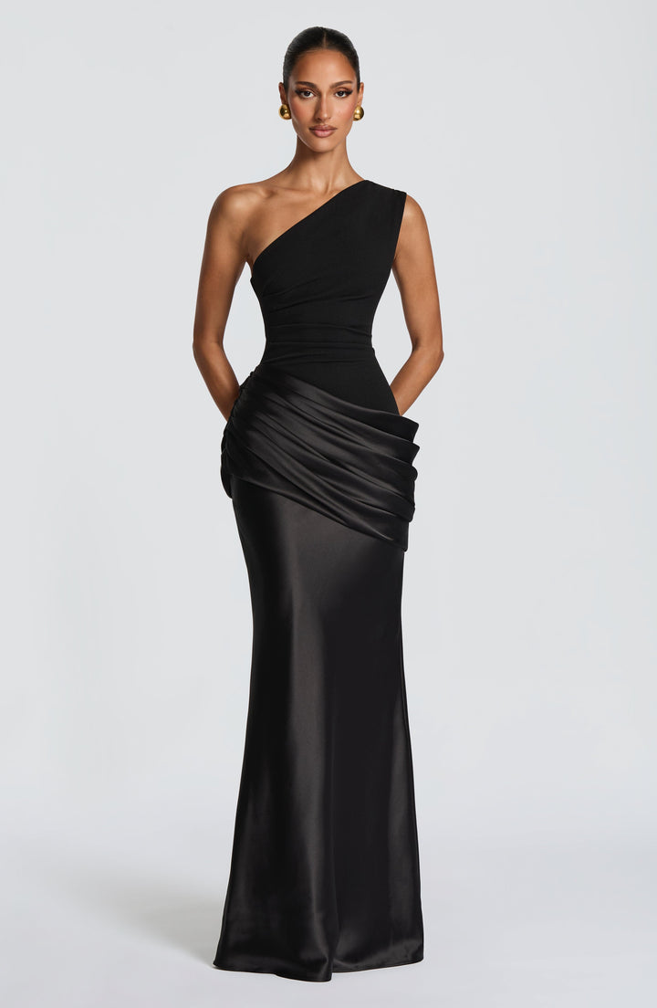 Abbey One-Shoulder Satin Maxi Dress 39