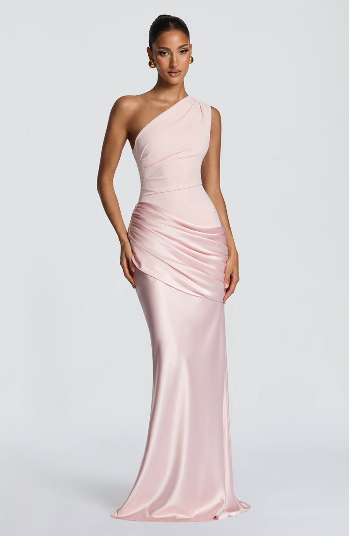 Abbey One-Shoulder Satin Maxi Dress 27