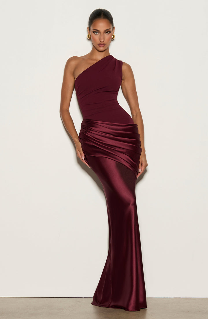 Abbey One-Shoulder Satin Maxi Dress 35