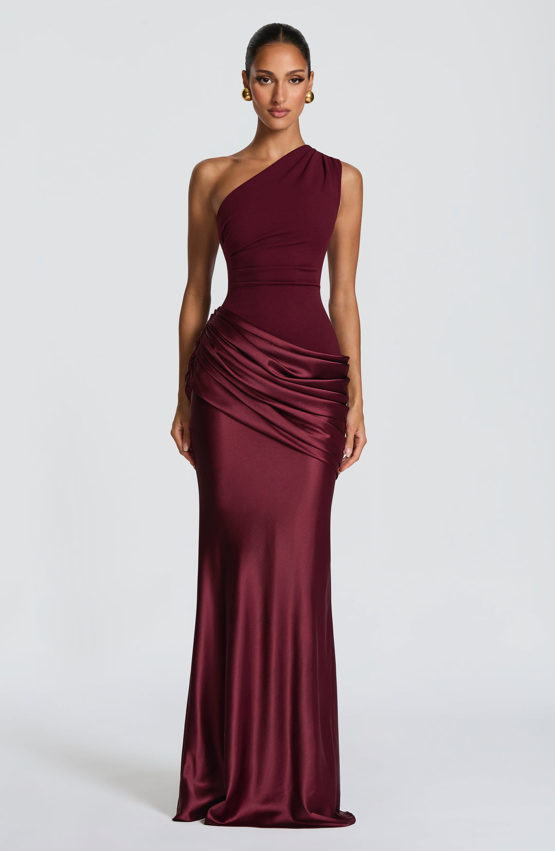 Abbey One-Shoulder Satin Maxi Dress 36