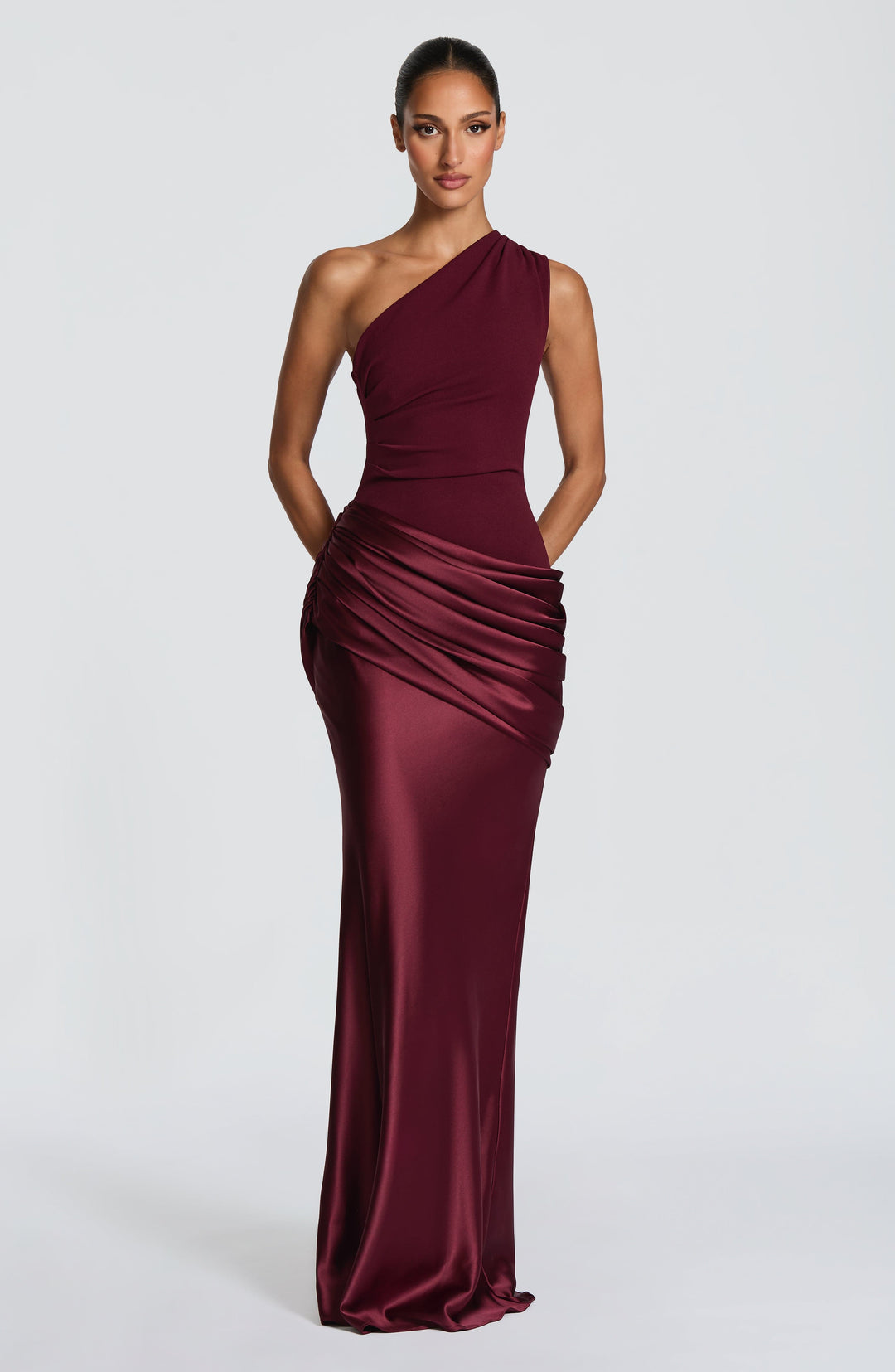 Abbey One-Shoulder Satin Maxi Dress 38