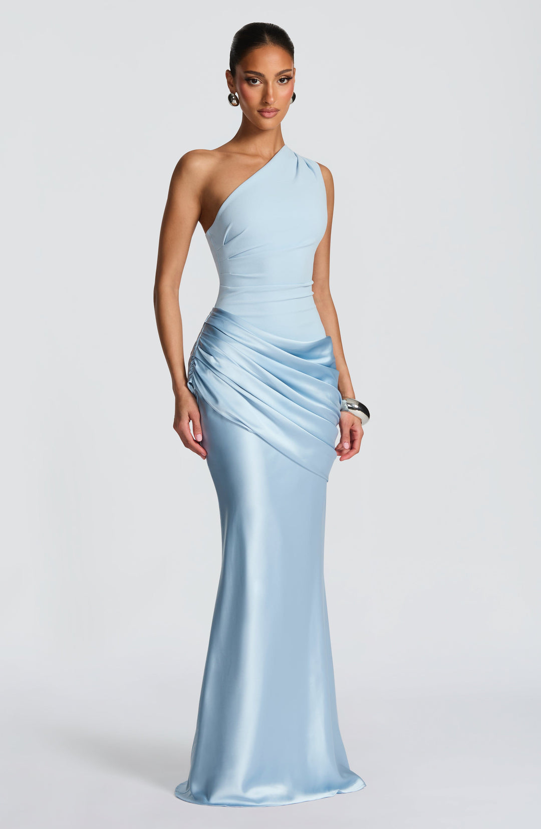Abbey One-Shoulder Satin Maxi Dress 2