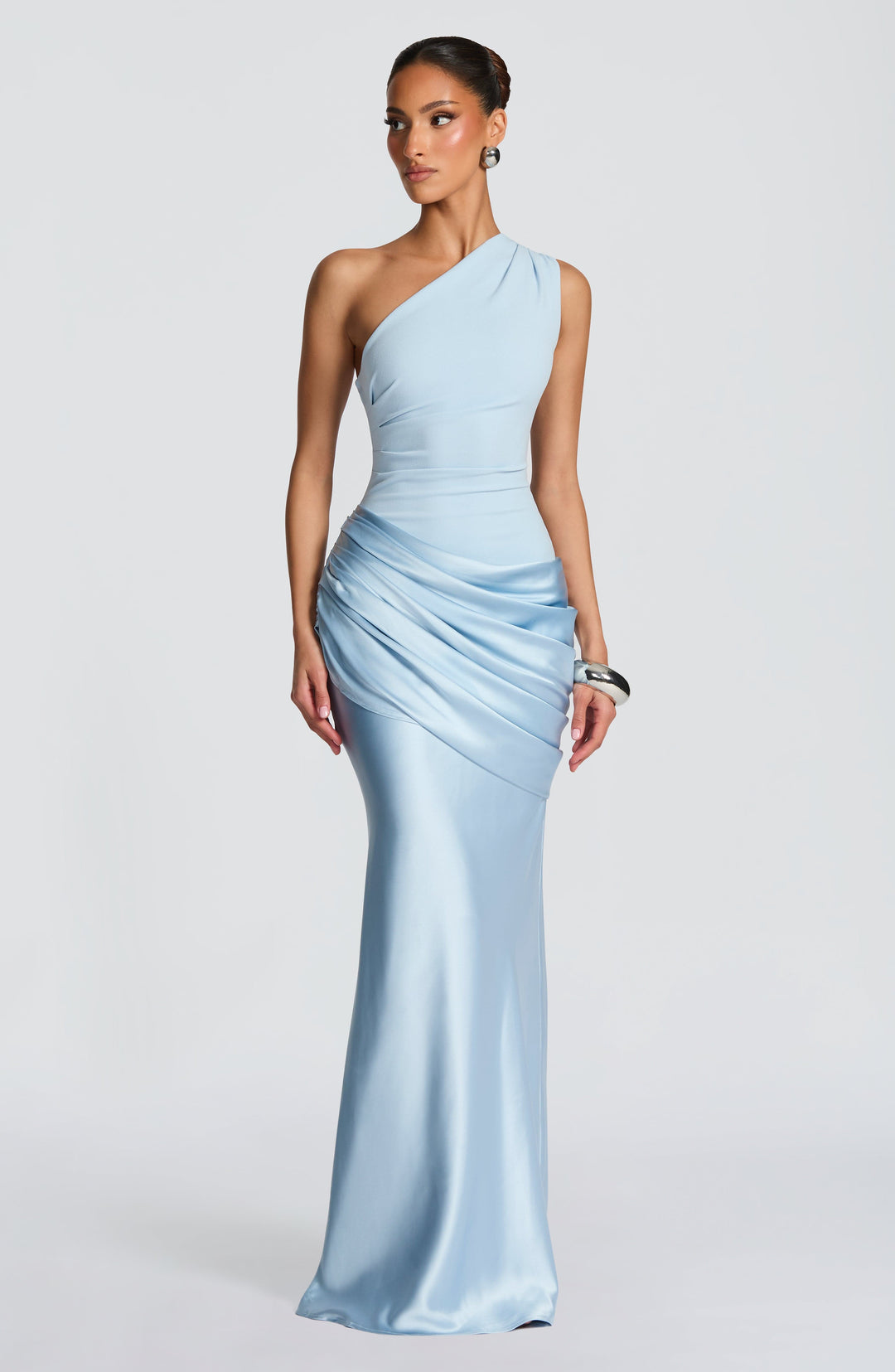 Abbey One-Shoulder Satin Maxi Dress 1