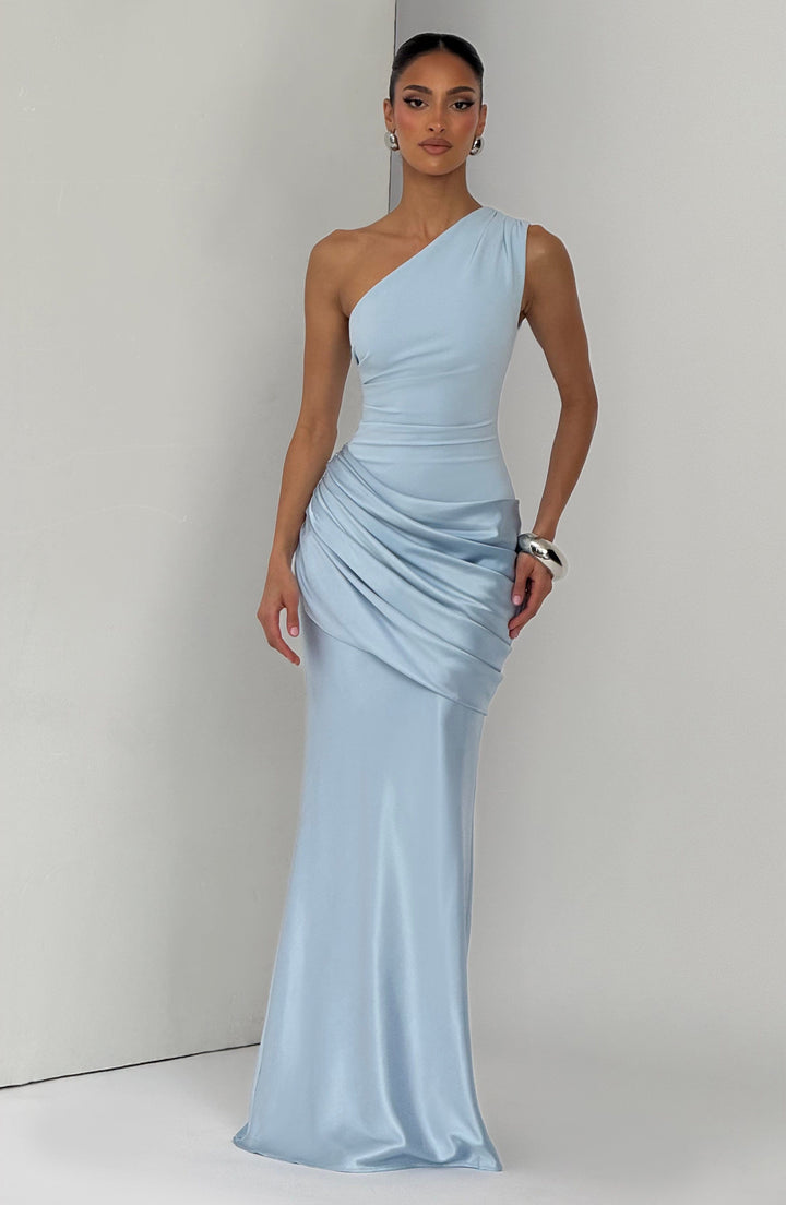 Abbey One-Shoulder Satin Maxi Dress 4