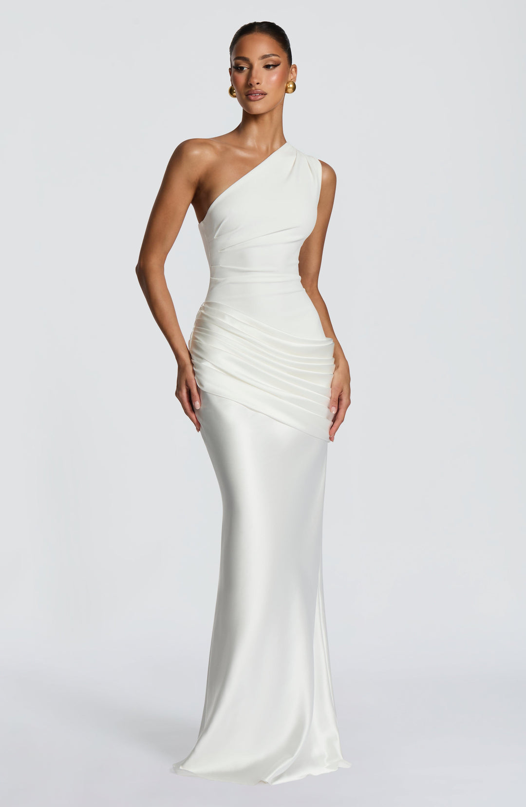 Abbey One-Shoulder Satin Maxi Dress 26