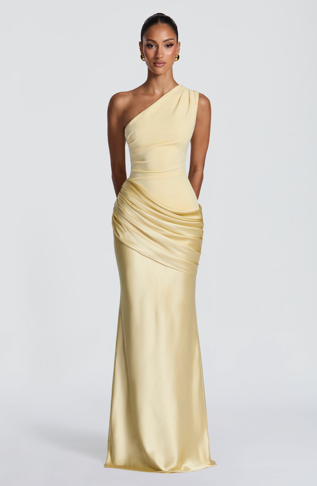 One-Shoulder Satin Maxi Dress with Draped Waist for Formal Events 26