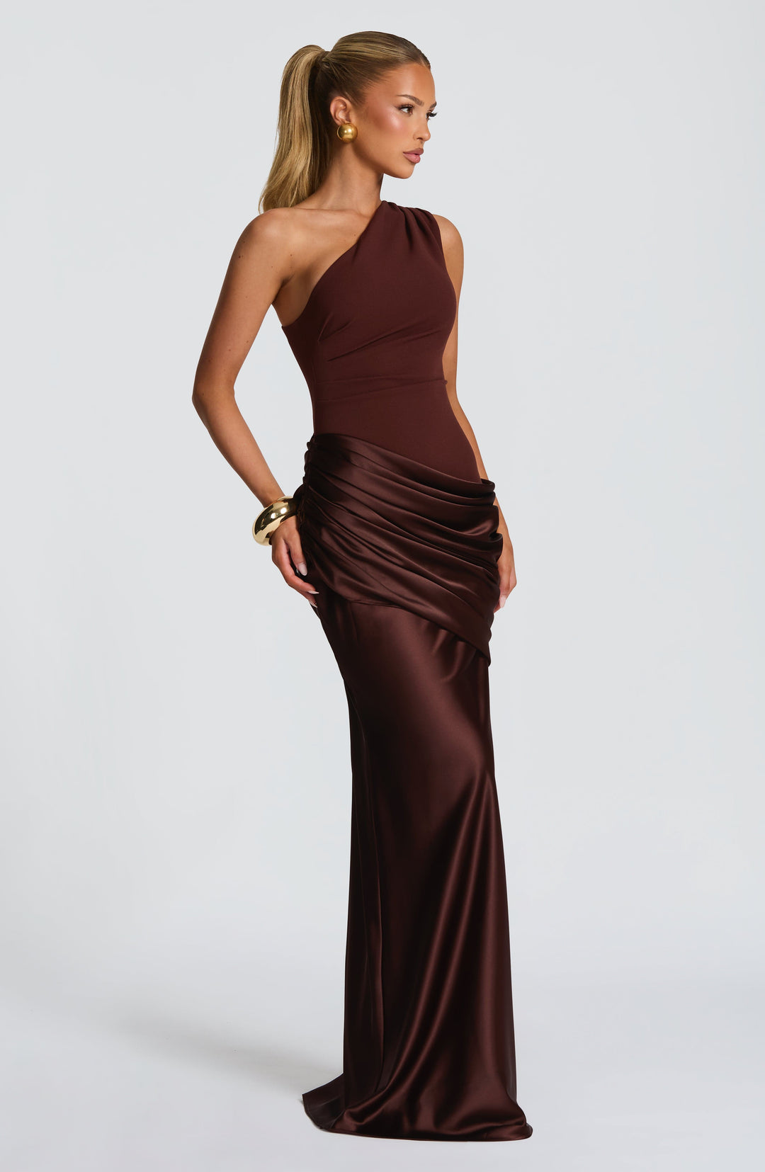 Abbey One-Shoulder Satin Maxi Dress 12