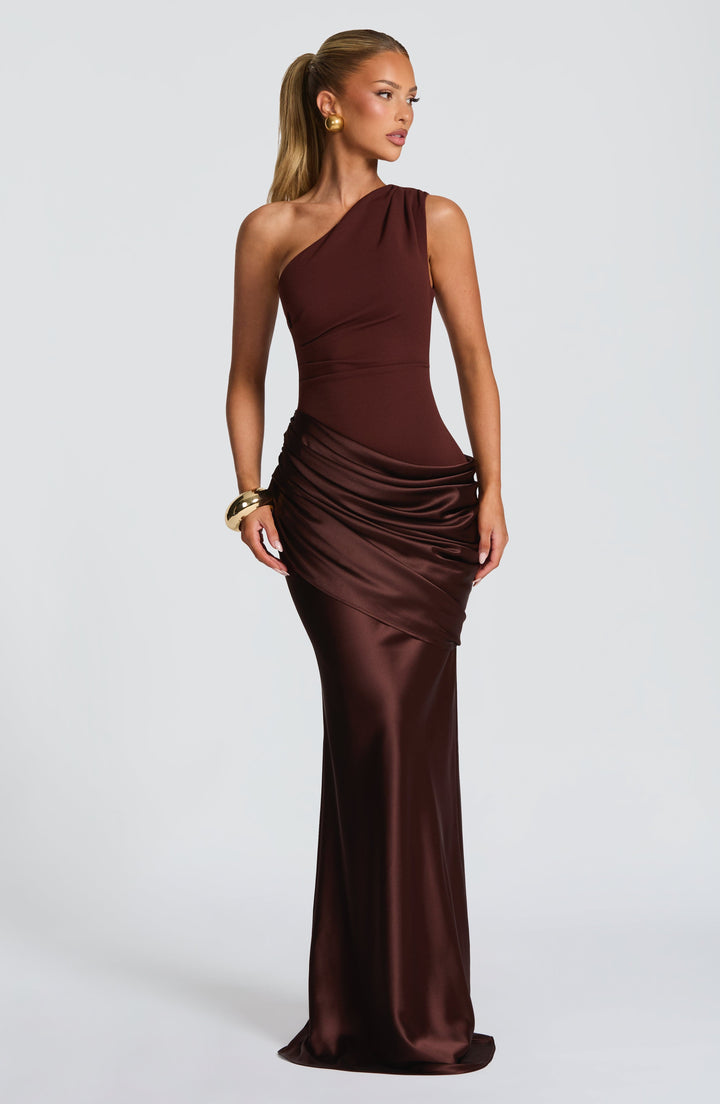 Abbey One-Shoulder Satin Maxi Dress 14