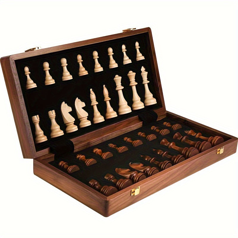 Wooden Chess Set with Folding Board and Chess Pieces, Portable 9
