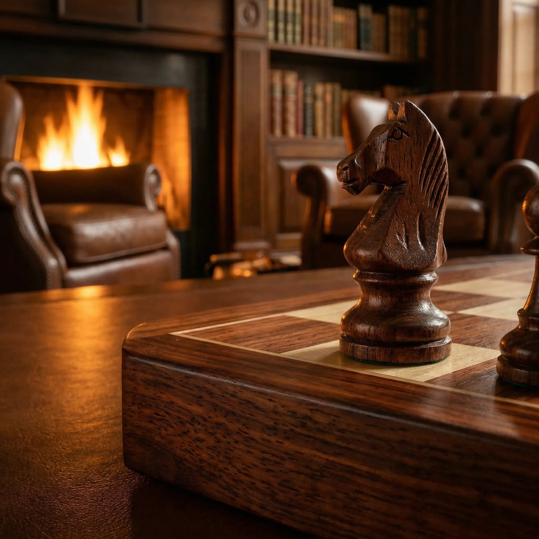Wooden Chess Set with Folding Board and Chess Pieces, Portable 6