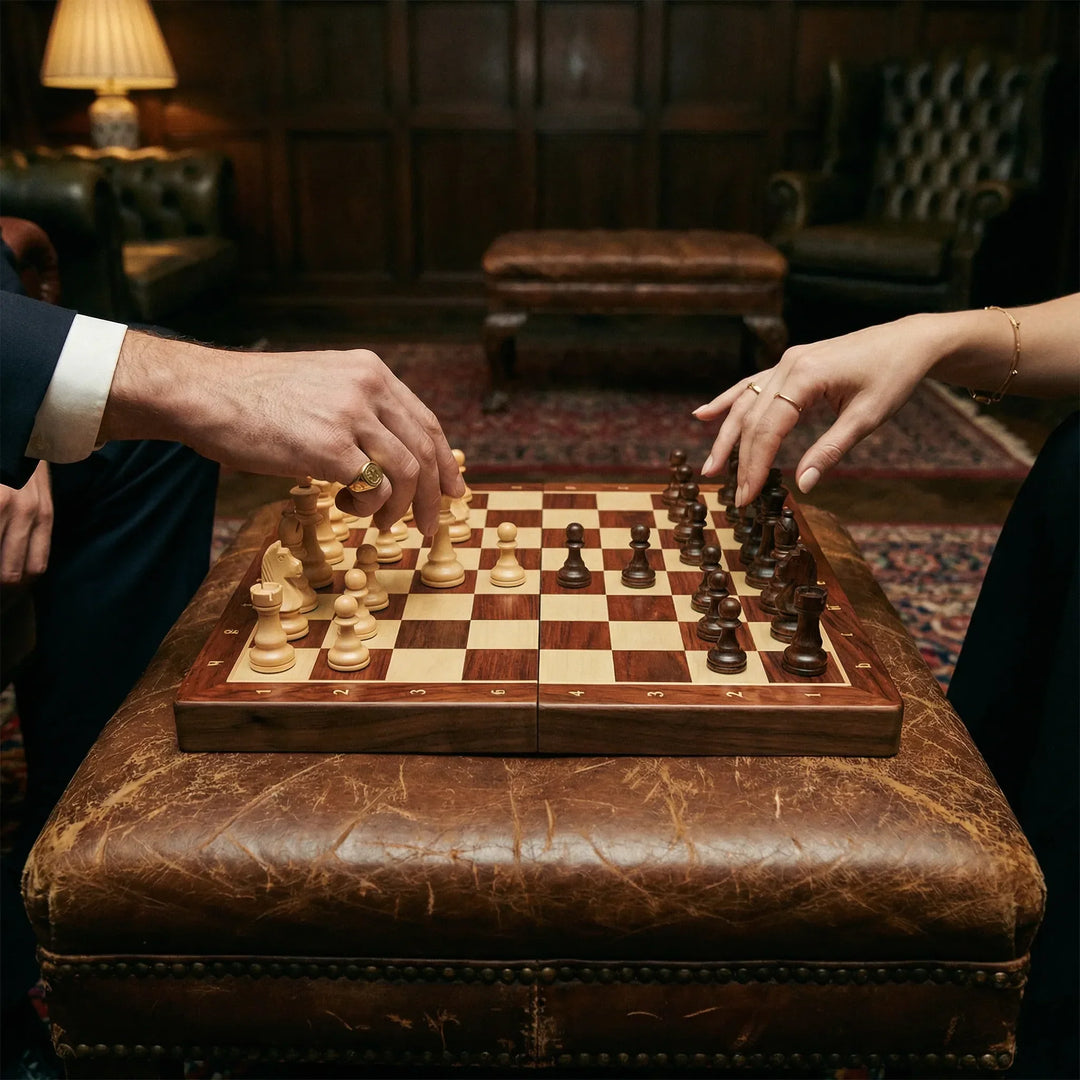 Wooden Chess Set with Folding Board and Chess Pieces, Portable 4
