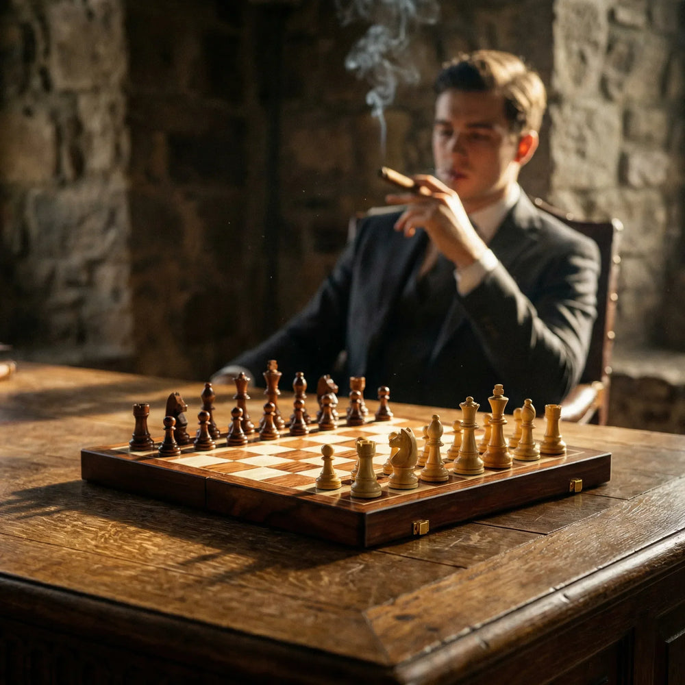 Wooden Chess Set with Folding Board and Chess Pieces, Portable 2