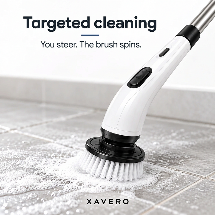 Cordless Electric Spin Scrubber with Extension Pole and Interchangeable Brush Heads 6