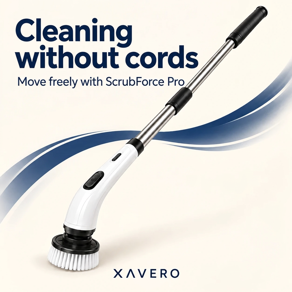 Cordless Electric Spin Scrubber with Extension Pole and Interchangeable Brush Heads 9