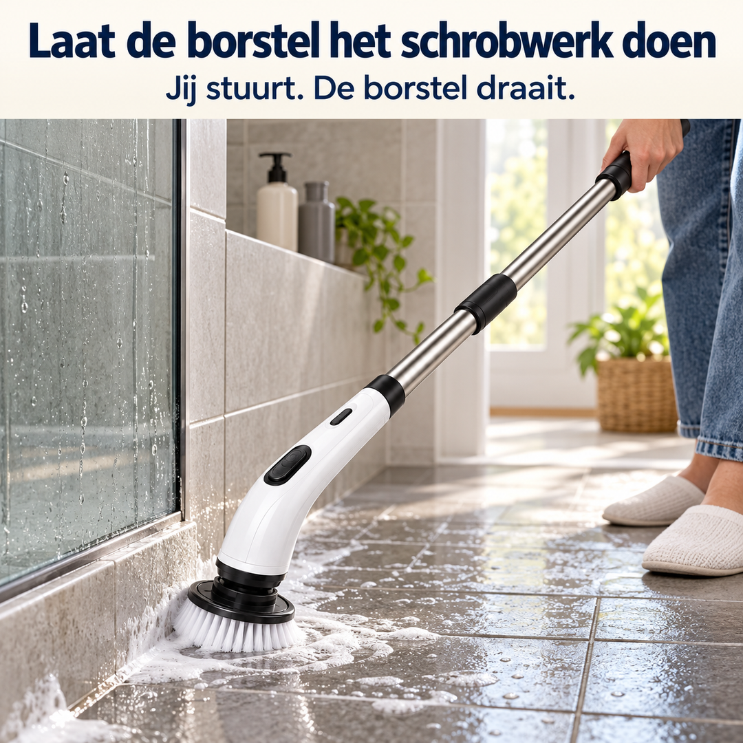 Cordless Electric Spin Scrubber with Extension Pole and Interchangeable Brush Heads 11