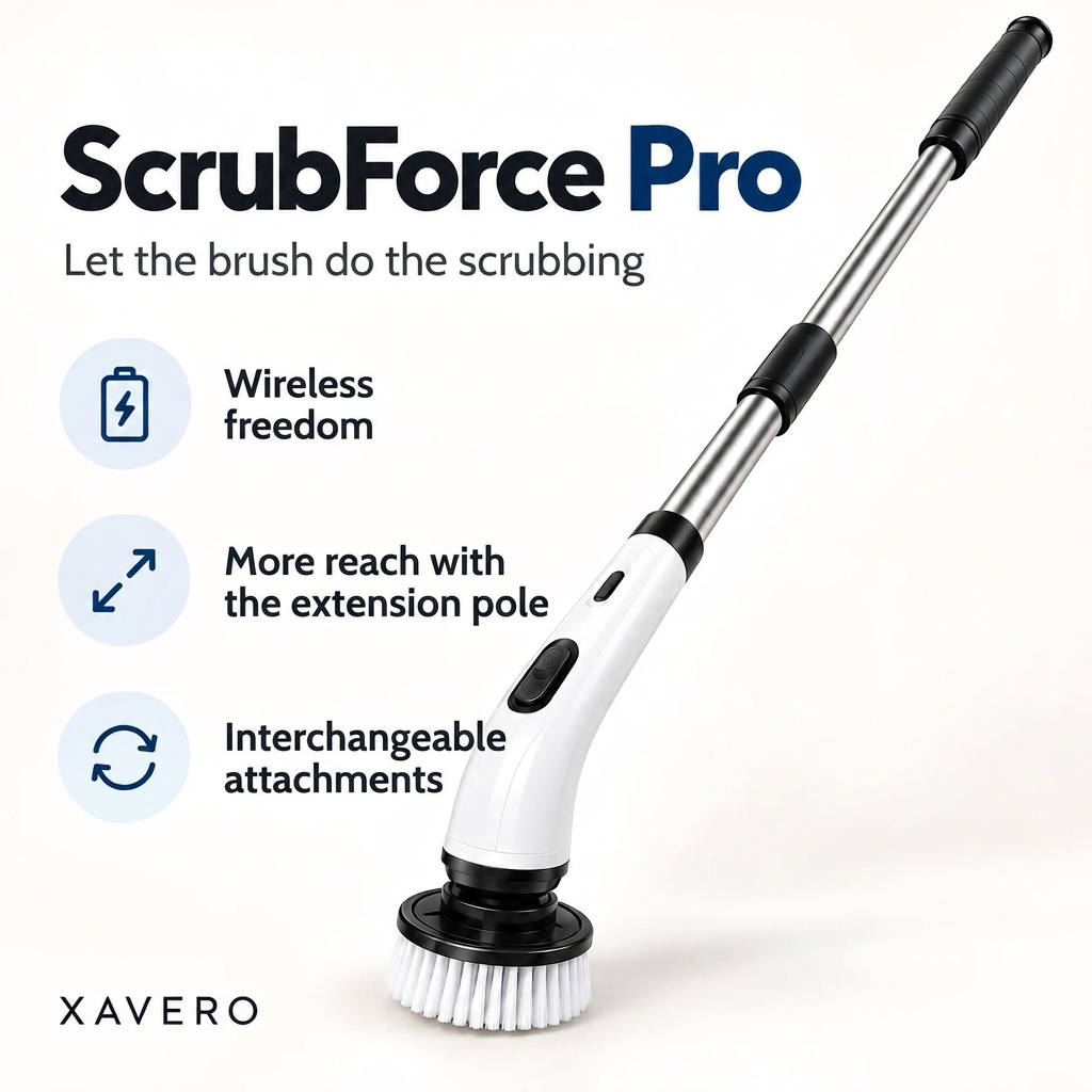 Cordless Electric Spin Scrubber with Extension Pole and Interchangeable Brush Heads 5