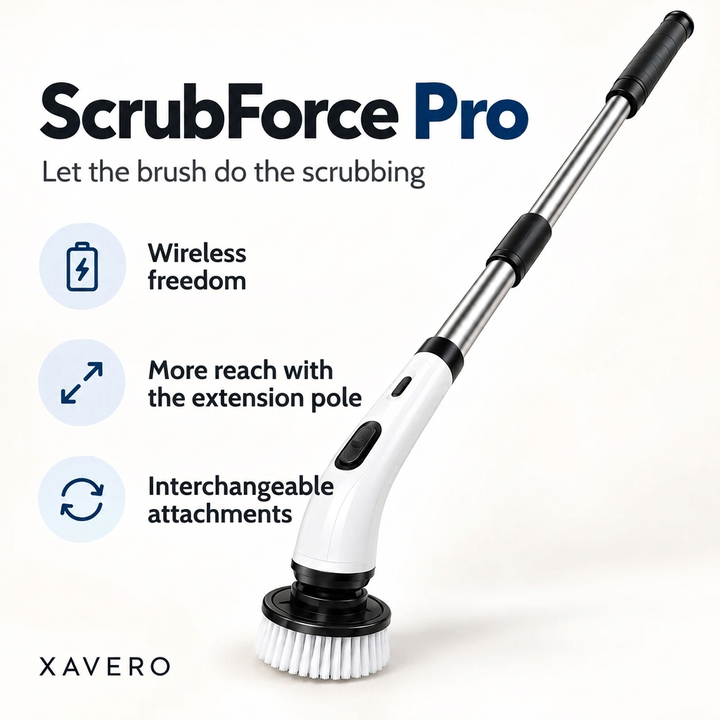 Cordless Electric Spin Scrubber with Extension Pole and Interchangeable Brush Heads 5